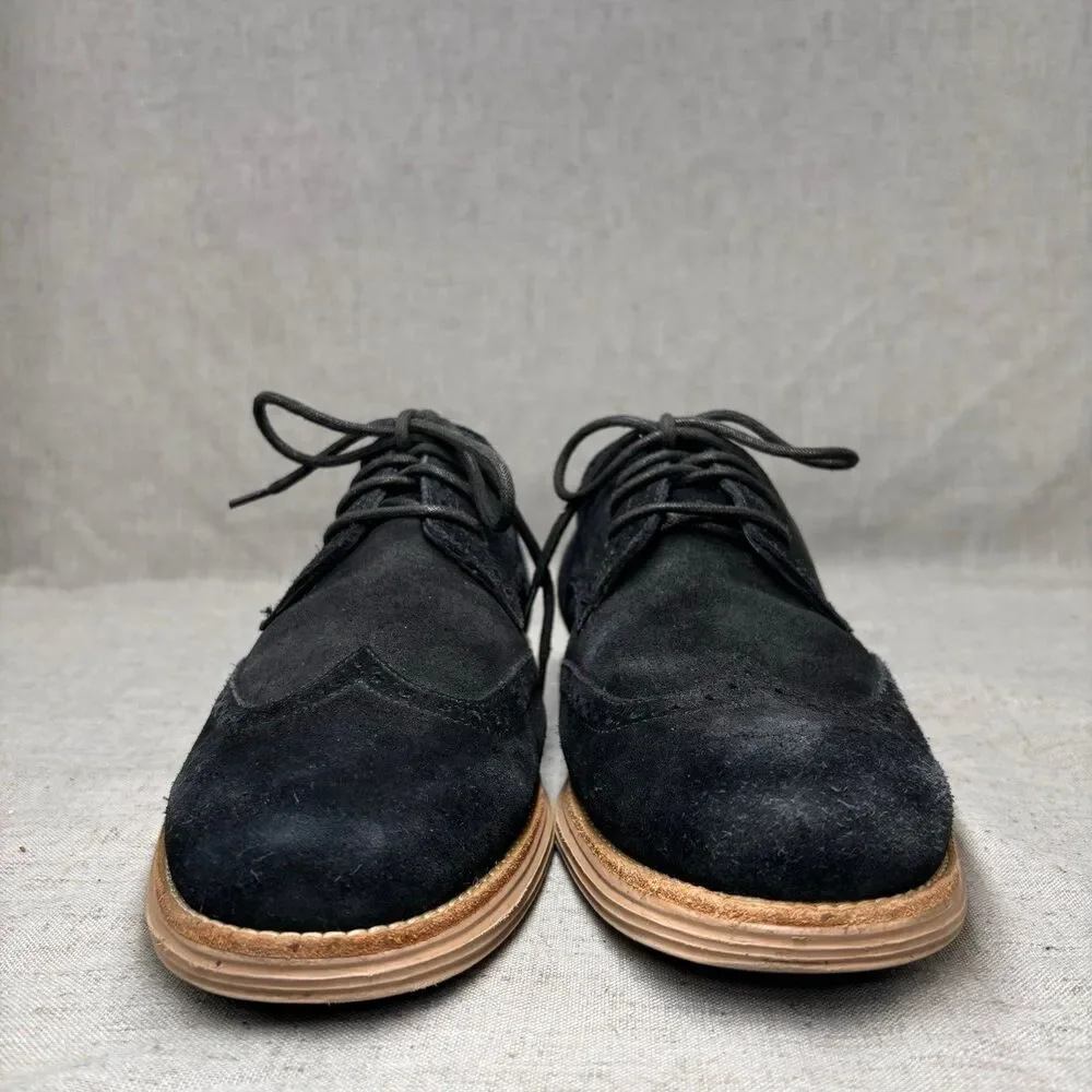 Cole Haan Lunargrand Wingtip Oxford Black Suede Lace Up Derby Classic Men’s 11‎